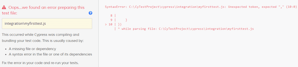 Cypress cryptic error Cypress cryptic error