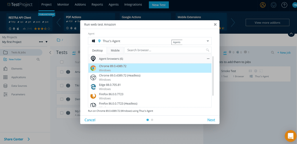 TestProject supports a lot more platforms than CloudQA